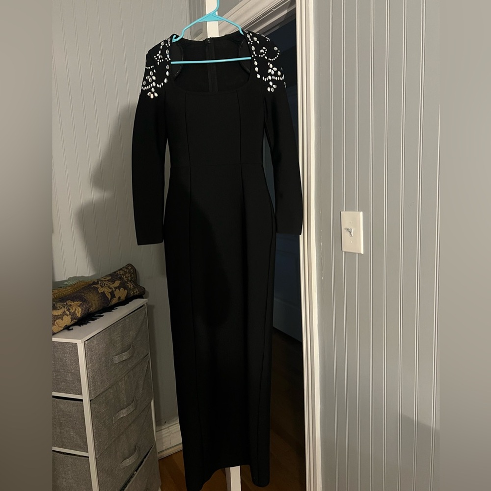 Elegant Black Dress with diamond  Detailing